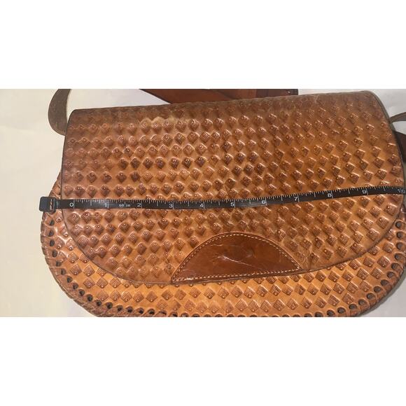 Vintage handmade, Brown leather crossbody bag - Picture 10 of 16